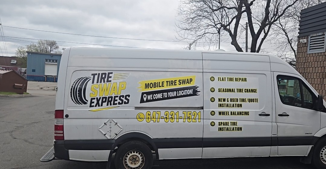 Tire Swap Express vehicle graphics installed by Denton Design.